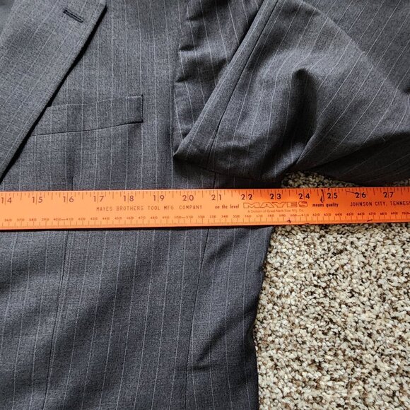 Vintage Lauren Ralph Lauren 100% New Wool Blazer Mens 42XL Gray Pinstripe Canada - Picture 7 of 9